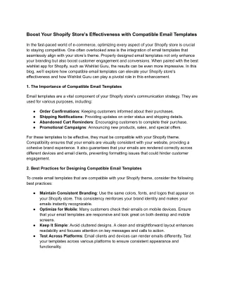 Boost Your Shopify Store’s Effectiveness with Compatible Email Templates
