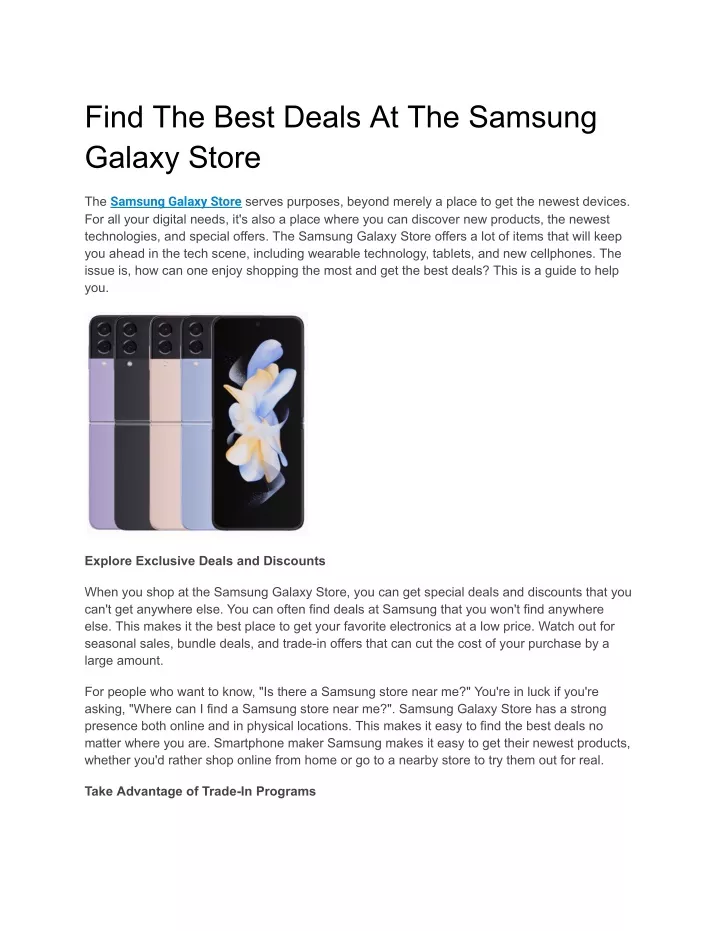 find the best deals at the samsung galaxy store