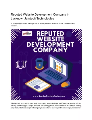 Reputed Website Development Company in Lucknow  Jamtech Technologies