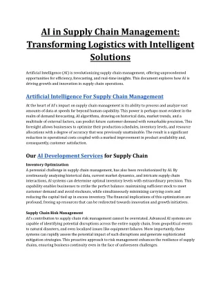 AI in Supply Chain Management