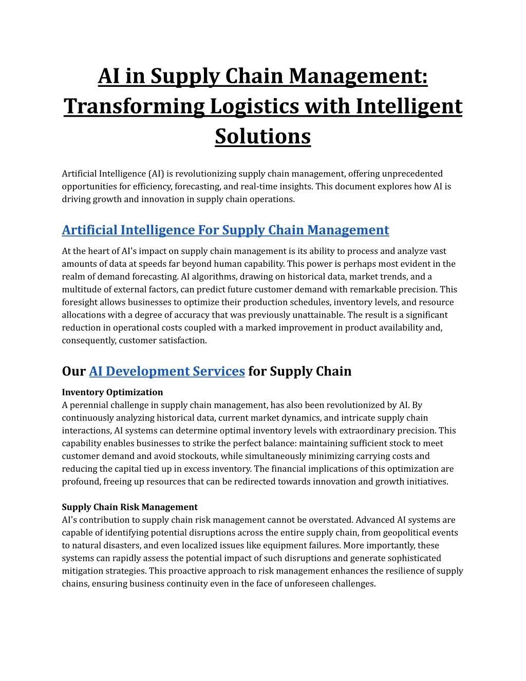 PPT - AI in Supply Chain Management PowerPoint Presentation, free ...