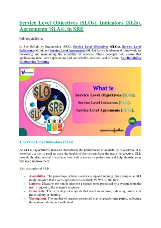 service level objectives slos indicators slis