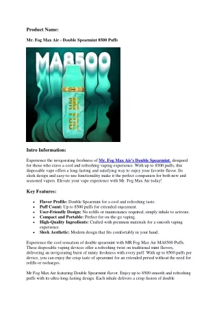 Mr. Fog Max Air - Double Spearmint 8500 Puffs
