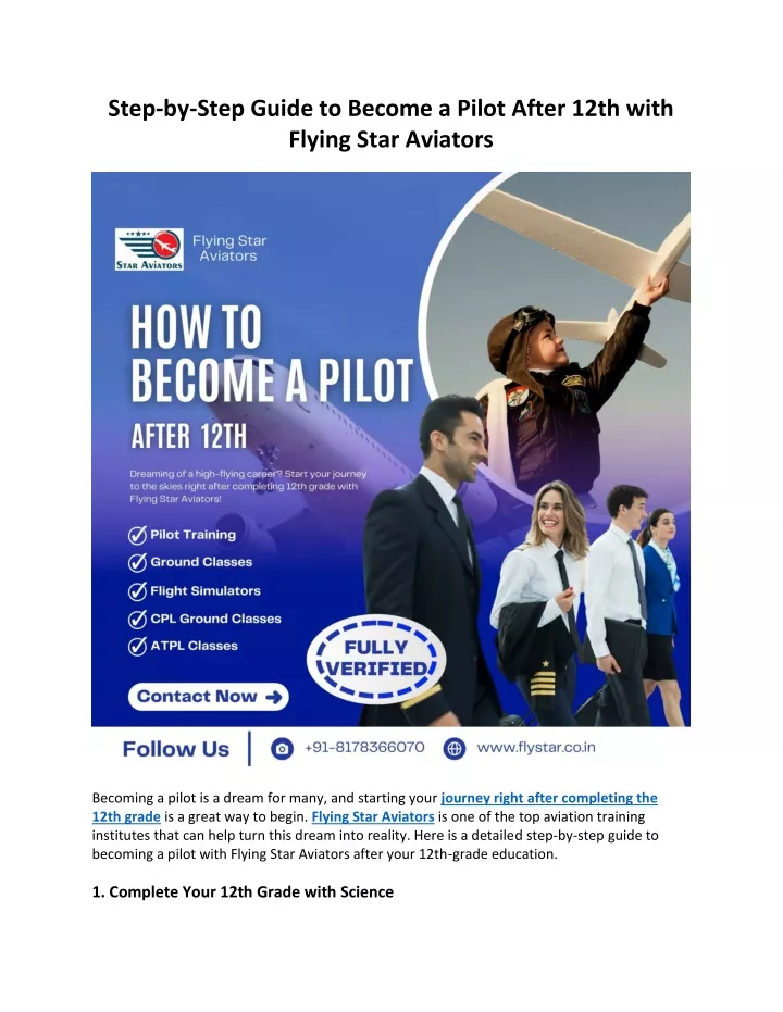 step by step guide to become a pilot after 12th