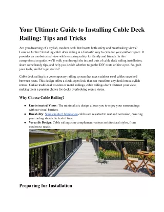 Your Ultimate Guide to Installing Cable Deck Railing_ Tips and Tricks