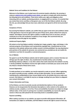 Website Terms and Conditions for Poet Robson