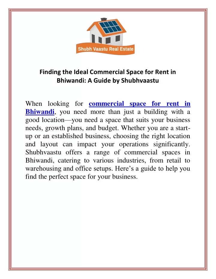 finding the ideal commercial space for rent