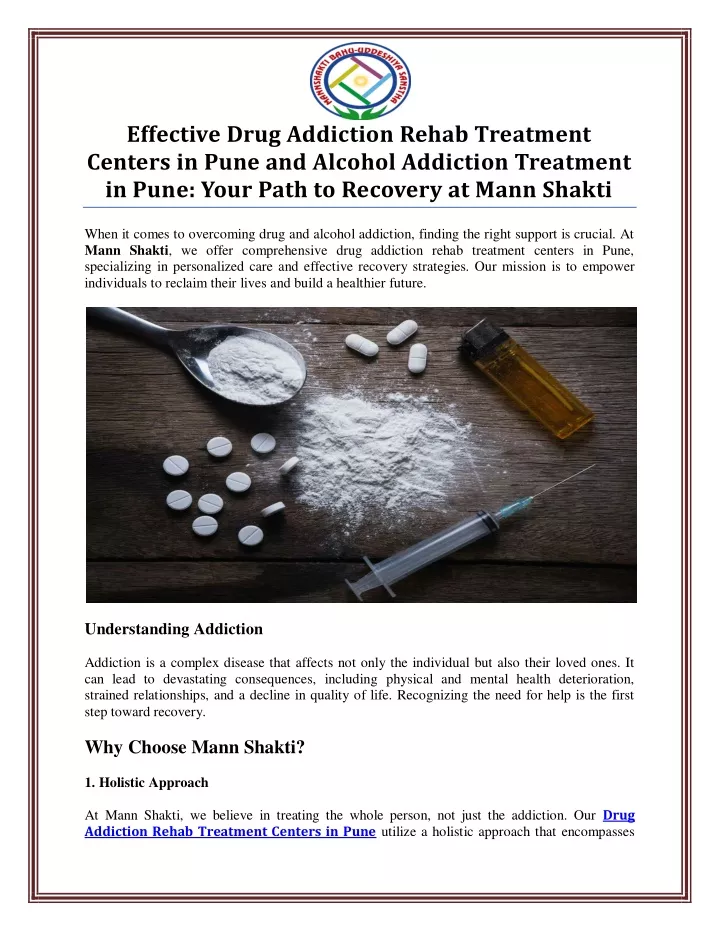 effective drug addiction rehab treatment centers