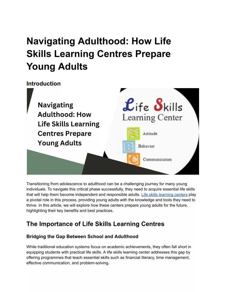 navigating adulthood how life skills learning