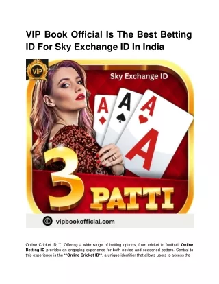 VIP Book Official Is The Best Betting ID For Sky Exchange ID In India