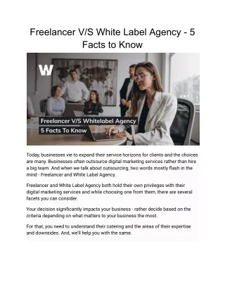 Freelancer V_S White Label Agency - 5 Facts to Know