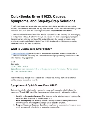 QuickBooks Error 81623_ Causes, Symptoms, and Step-by-Step Solutions