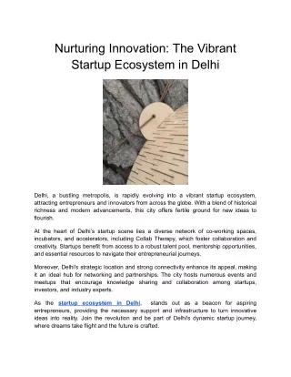 Nurturing Innovation_ The Vibrant Startup Ecosystem in Delhi