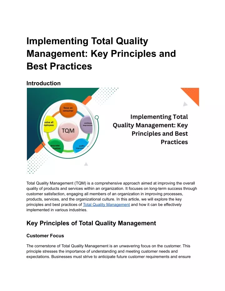 implementing total quality management