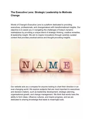 The Executive Lens_ Strategic Leadership to Motivate Change