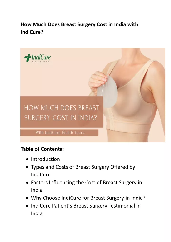 how much does breast surgery cost in india with