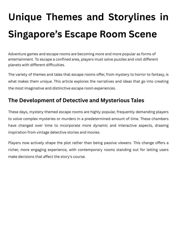 unique themes and storylines in singapore