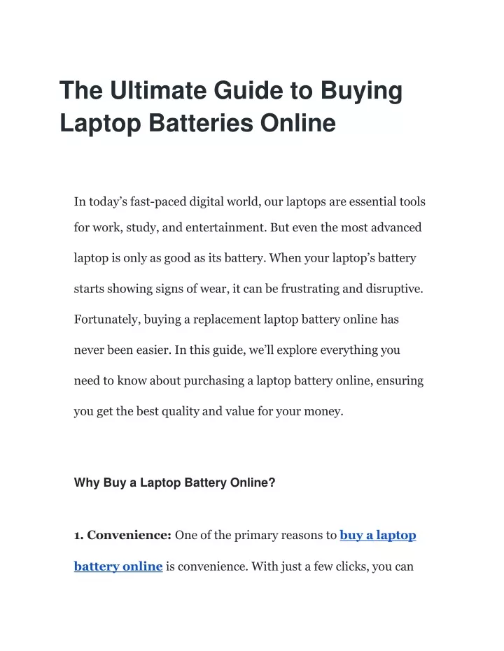 the ultimate guide to buying laptop batteries online