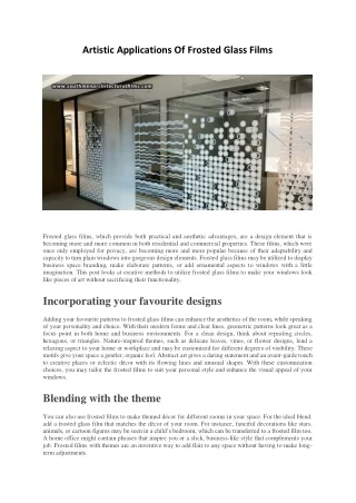 Artistic Applications Of Frosted Glass Films