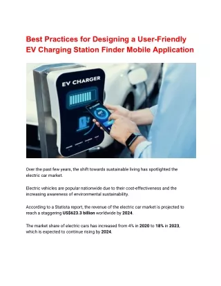 Best Practices for Designing a User-Friendly EV Charging Station Finder Mobile Application