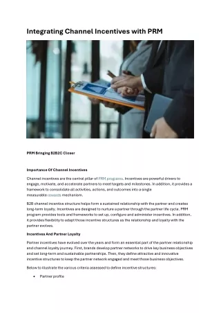 integrating channel incentives with prm