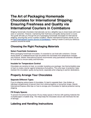 The Art of Packaging Homemade Chocolates for International Shipping