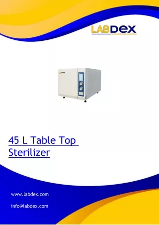 45 l table top sterilizer www labdex com