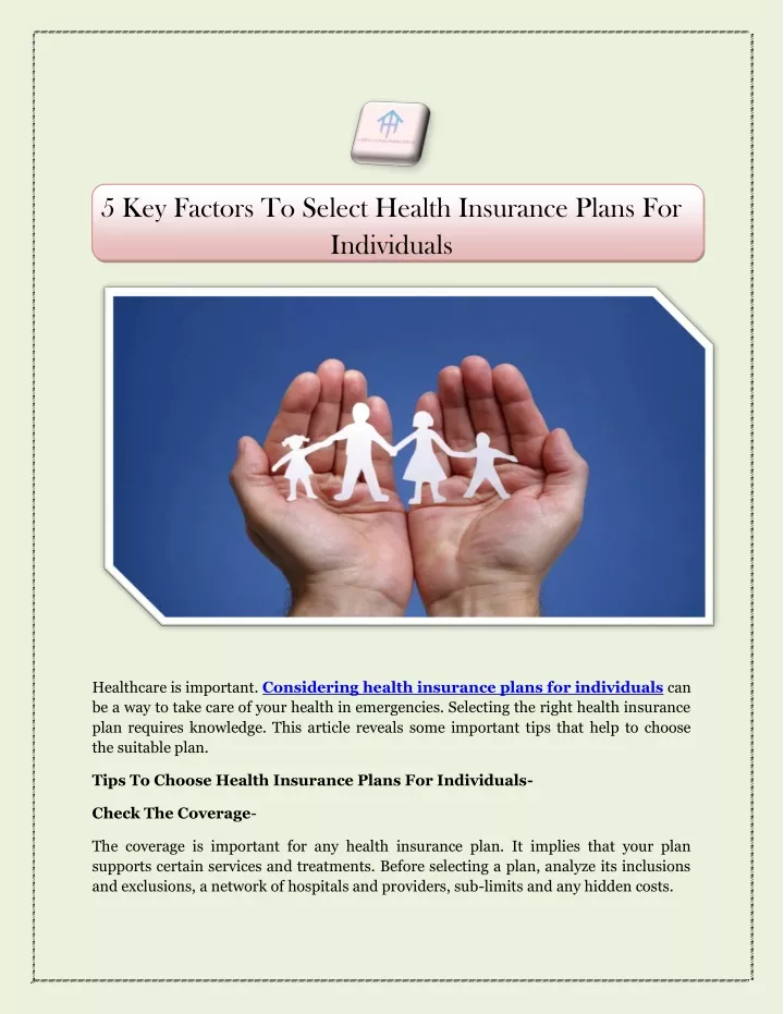 5 key factors to select health insurance plans