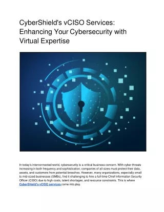 CyberShield's vCISO Services_ Enhancing Your Cybersecurity with Virtual Expertise