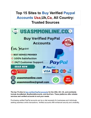 Top 15 Sites to Buy Verified Paypal Accounts Usa,Uk,Ca, All Country_ Trusted Sources