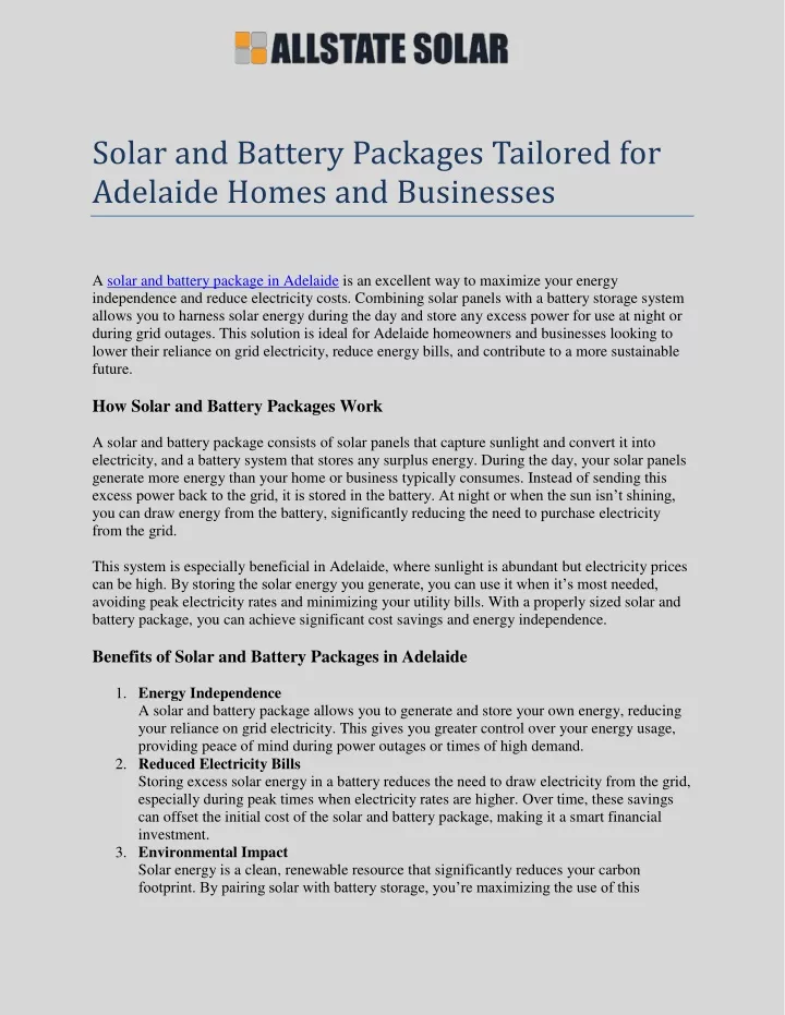 solar and battery packages tailored for adelaide