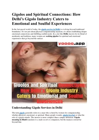 Gigolos and Spiritual Connections: How Delhi’s Gigolo Industry Caters to Emotion