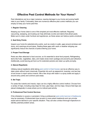Effective Pest Control Methods for Your Home?