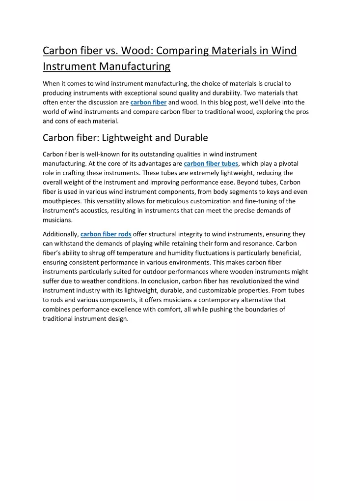 carbon fiber vs wood comparing materials in wind