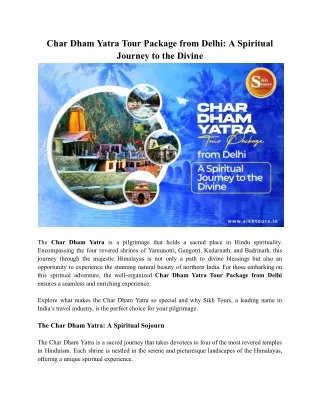 Embark on a Spiritual Journey: Char Dham Yatra Tour Package from Delhi