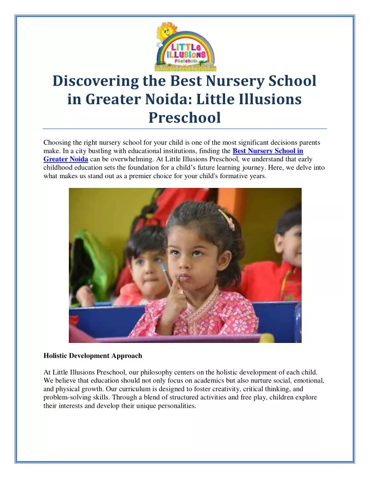 discovering the best nursery school in greater