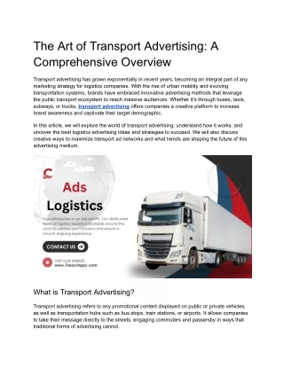 the art of transport advertising a comprehensive