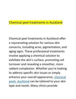Chemical peel treatments in Auckland