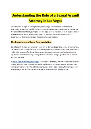 Understanding the Role of a Sexual Assault Attorney in Las Vegas