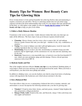 Best Beauty Care Tips for Glowing Skin