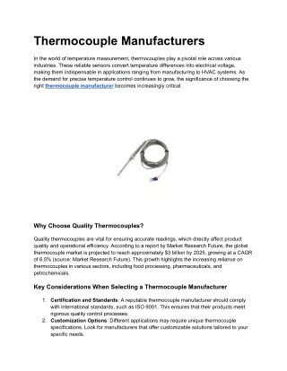Thermocouple Manufacturers