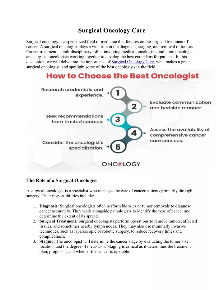 surgical oncology care