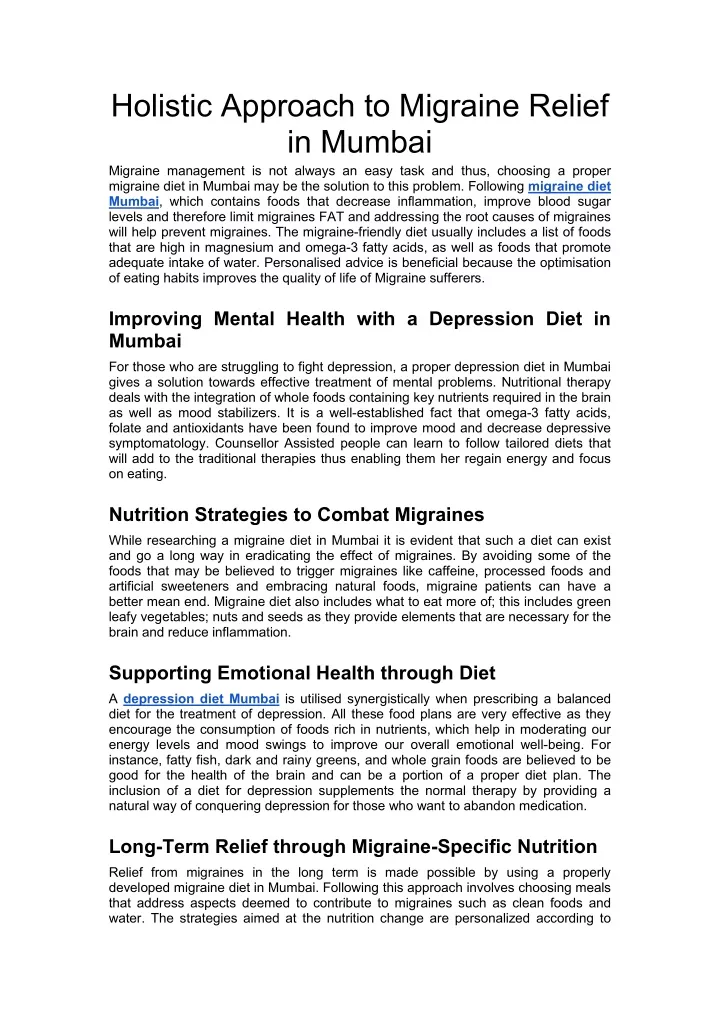 holistic approach to migraine relief in mumbai