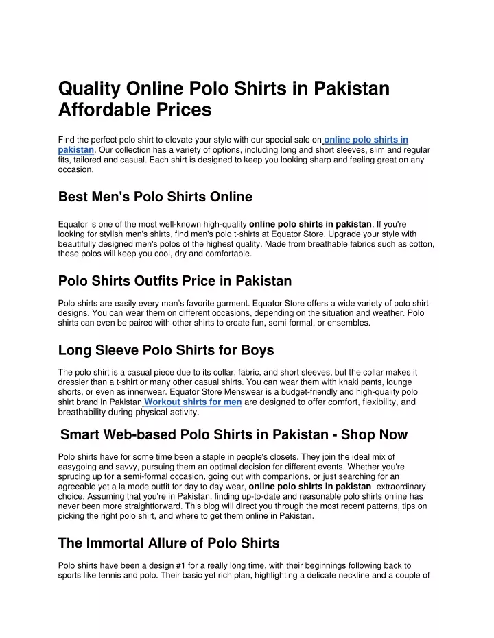 quality online polo shirts in pakistan affordable