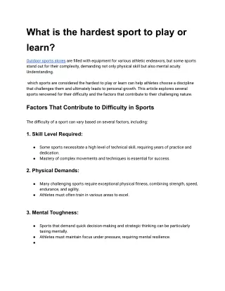 what is the hardest sport to play or learn
