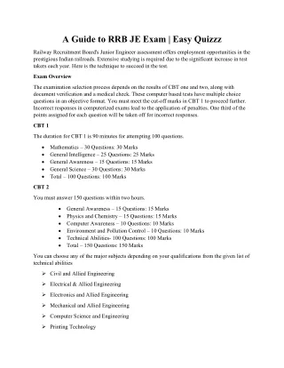 A Guide To RRB JE Exam | Easy Quizzz