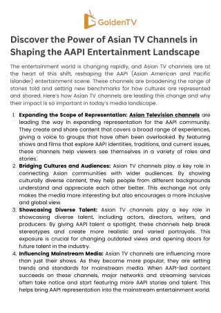 Discover the Power of Asian TV Channels in Shaping the AAPI Entertainment Landscape