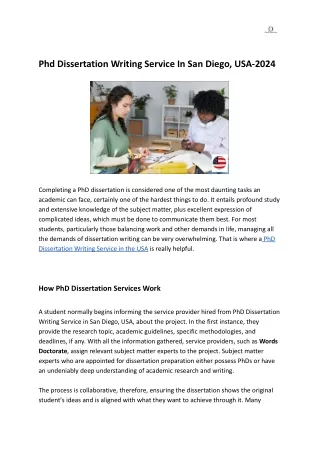 phd dissertation writing service in san diego