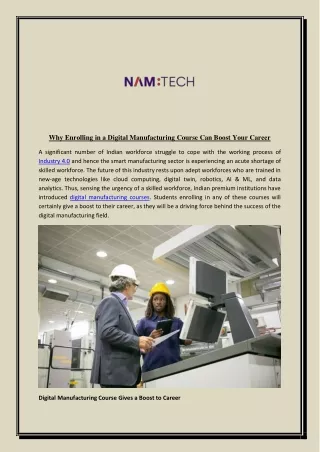 why enrolling in a digital manufacturing course