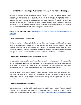 How to Choose the Right Auditor for Your Expat Business in Portugal?